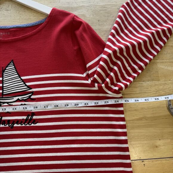 Talbots Top 2X Red Stripe Sailboat Coastal Nautical Preppy Thick Pristine Nice - Picture 8 of 14
